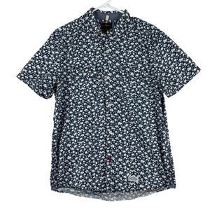CPO Provisions Mens Short Sleeve Button Down Shirt SZ M Navy White Floral